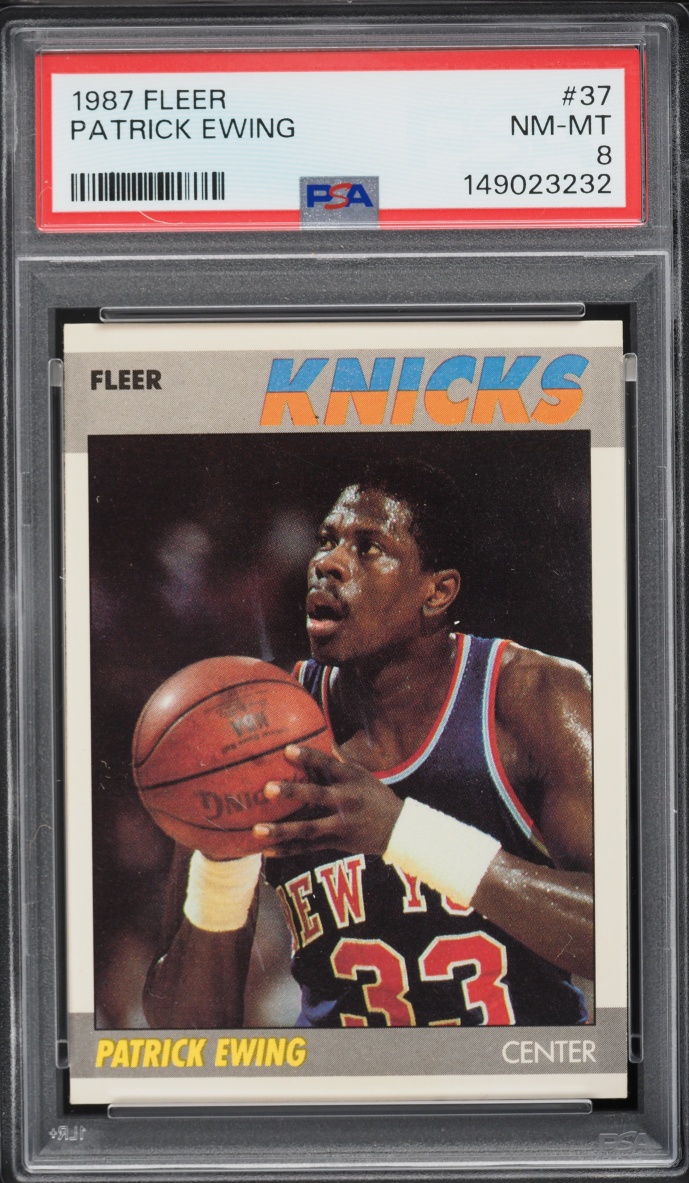 1987 Fleer Basketball Patrick Ewing #37 PSA 8 NM-MT