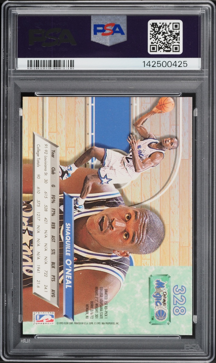 1992 Ultra Basketball Shaquille O'Neal ROOKIE #328 PSA 10 GEM MINT