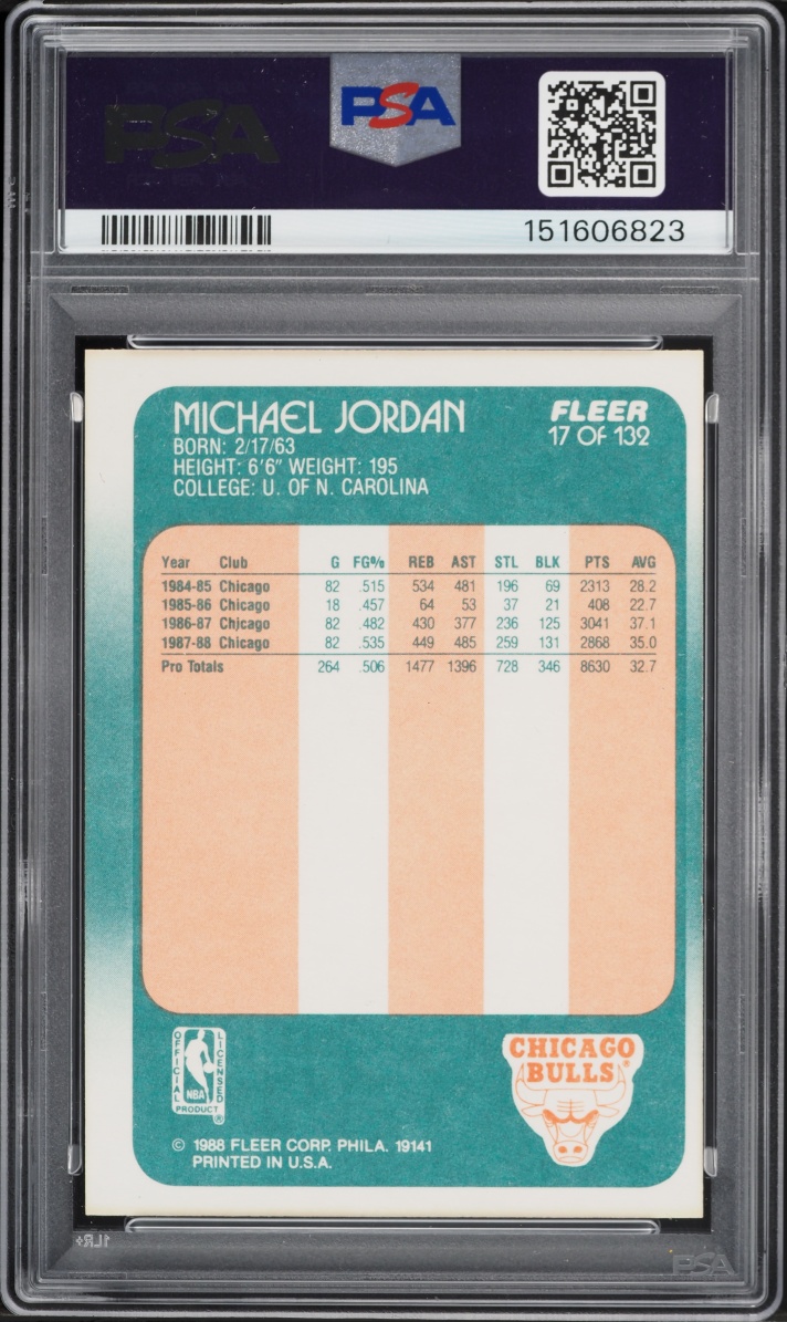 1988 Fleer Basketball Michael Jordan #17 PSA 7 NRMT