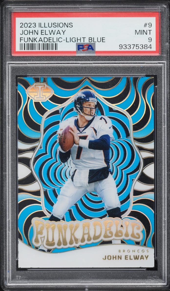2023 Panini Illusions Funkadelic Light Blue John Elway /299 #9 PSA 9 MINT