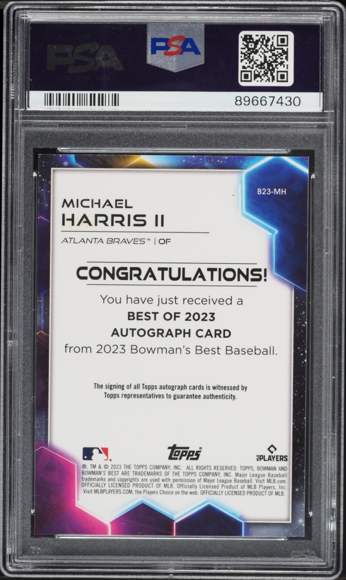 2023 Bowman's Best Gold Refractor Michael Harris II ROOKIE AUTO /50 #B23-MH PSA 10 GEM MINT