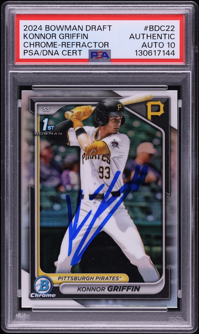 2024 Bowman Chrome Draft Refractor Konnor Griffin PROSPECT AUTO DNA 10 #BDC-22 PSA AUTH