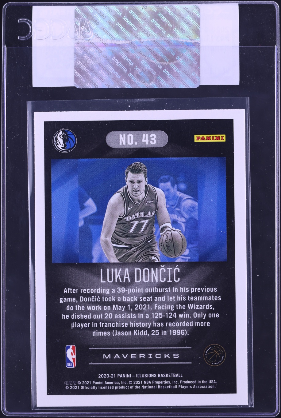 2020 Panini Illusions Sapphire Luka Doncic #43 CGC AUTH