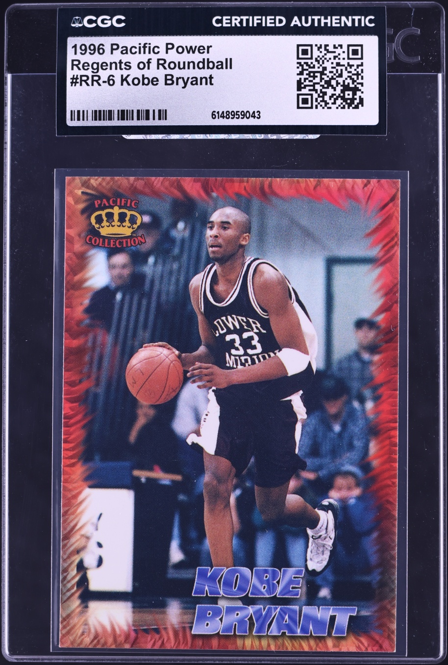 1996 Pacific Power Regents Of Roundball Kobe Bryant ROOKIE #RR-6 CGC AUTH