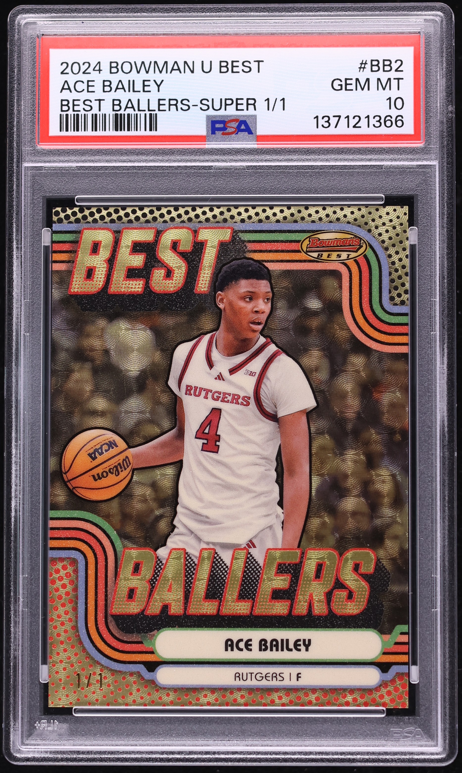 2024 Bowman Best University Basketball SuperFractor Ace Bailey #BB-2 PSA 10