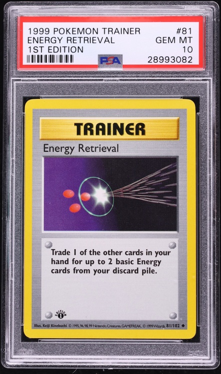 1999 Pokemon Base Set Shadowless 1st Edition Energy Retrieval #81 PSA 10 GEM MINT