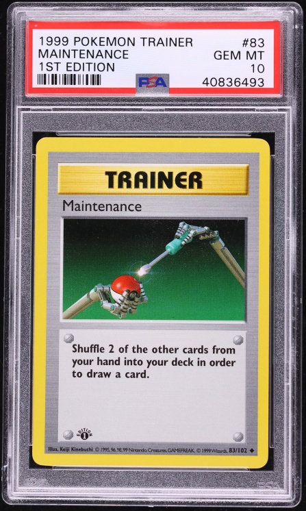 1999 Pokemon Base Set Shadowless 1st Edition Maintenance #83 PSA 10 GEM MINT
