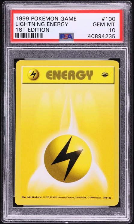 1999 Pokemon Base Set Shadowless 1st Edition Lightning Energy #100 PSA 10 GEM MINT