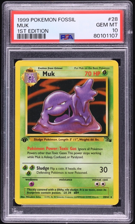 1999 Pokemon Fossil 1st Edition Muk #28 PSA 10 GEM MINT