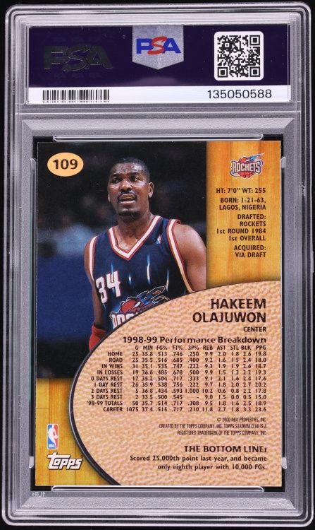 1999 Stadium Club Hakeem Olajuwon #109 PSA 9 MINT