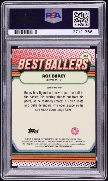 2024 Bowman University Best Ballers Superfractor Ace Bailey ROOKIE 1/1 #BB2 PSA 10 GEM MINT