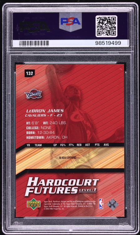2003 Upper Deck Hardcourt LeBron James ROOKIE /799 #132 PSA 10 GEM MINT