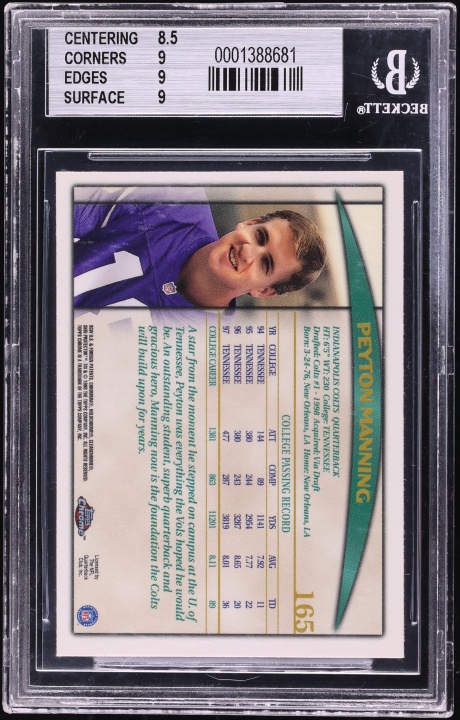 1998 Topps Chrome Peyton Manning ROOKIE #165 BGS 9 MINT