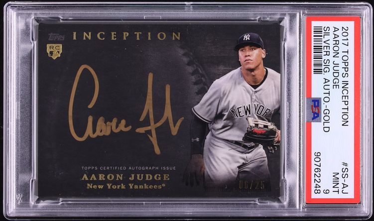 2017 Topps Inception Silver Signings Gold Aaron Judge ROOKIE AUTO /25 #SS-AJ PSA 9 MINT