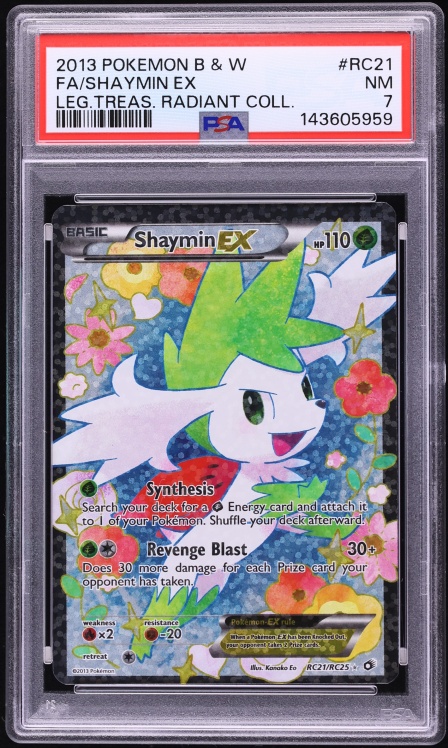 2013 Pokemon BW Legendary Treasures Radiant Collection Full Art Shaymin EX #RC21 PSA 7 NRMT