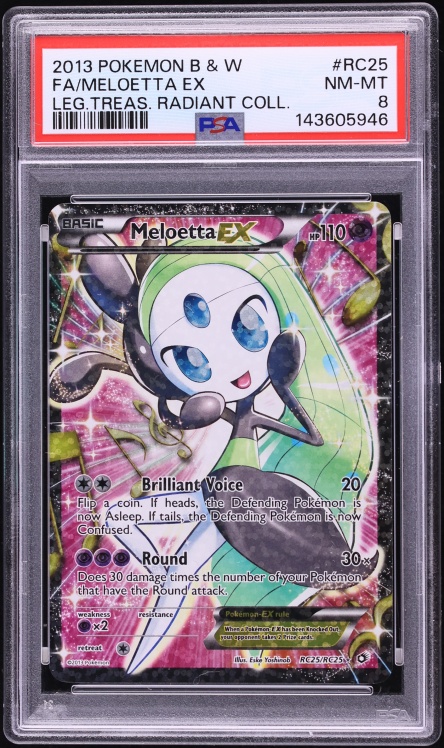 2013 Pokemon BW Legendary Treasures Radiant Collection Full Art Meloetta ex #RC25 PSA 8 NM-MT