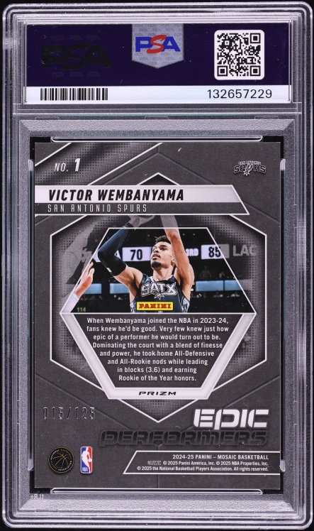 2024 Panini Mosaic Epic Performers Ice Victor Wembanyama /125 #1 PSA 10 GEM MINT