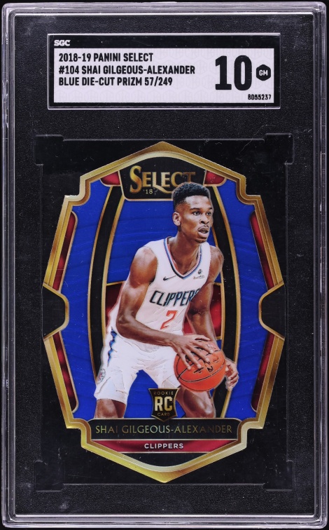 2018 Select Premiere Level Blue Prizm Die-Cut Shai Gilgeous-Alexander ROOKIE /249 #104 SGC 10