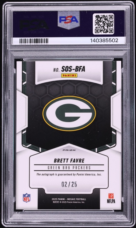 2025 Panini Mosaic Showtime White Brett Favre AUTO /25 #SOS-BFA PSA 10 GEM MINT
