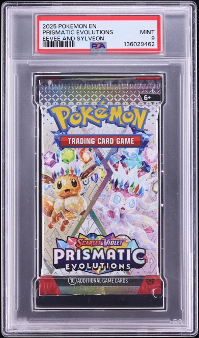 2025 Pokemon Scarlet & Violet Prismatic Evolutions Foil Pack Eevee & Sylveon PSA 9 MINT