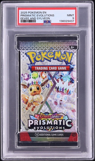 2025 Pokemon Scarlet & Violet Prismatic Evolutions Foil Pack Eevee & Sylveon PSA 9 MINT