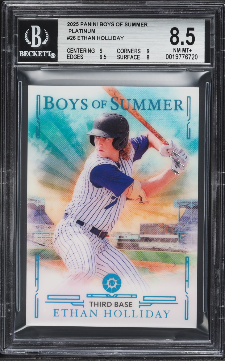 2025 Panini Boys Of Summer Platinum Ethan Holliday ROOKIE #26 BGS 8.5 NM-MT+
