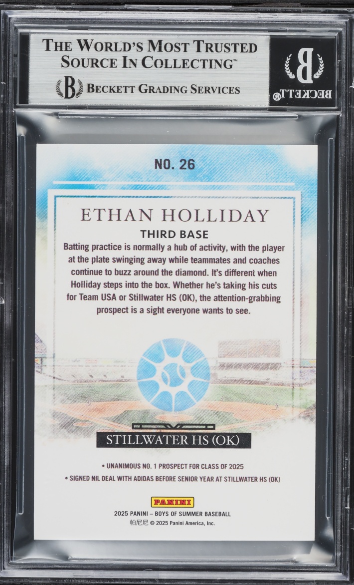 2025 Panini Boys Of Summer Platinum Ethan Holliday ROOKIE #26 BGS 8.5 NM-MT+