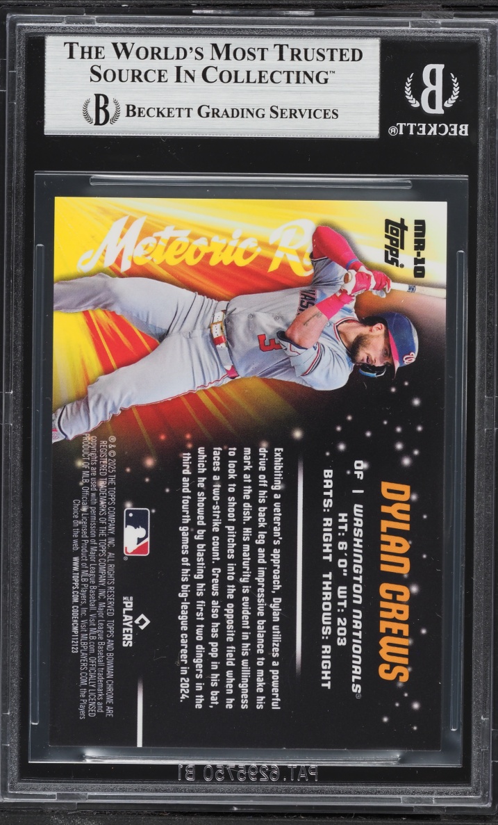 2025 Bowman Chrome Meteoric Rise Orange Refractors Dylan Crews ROOKIE /25 #MR10 BGS 8.5 NM-MT+