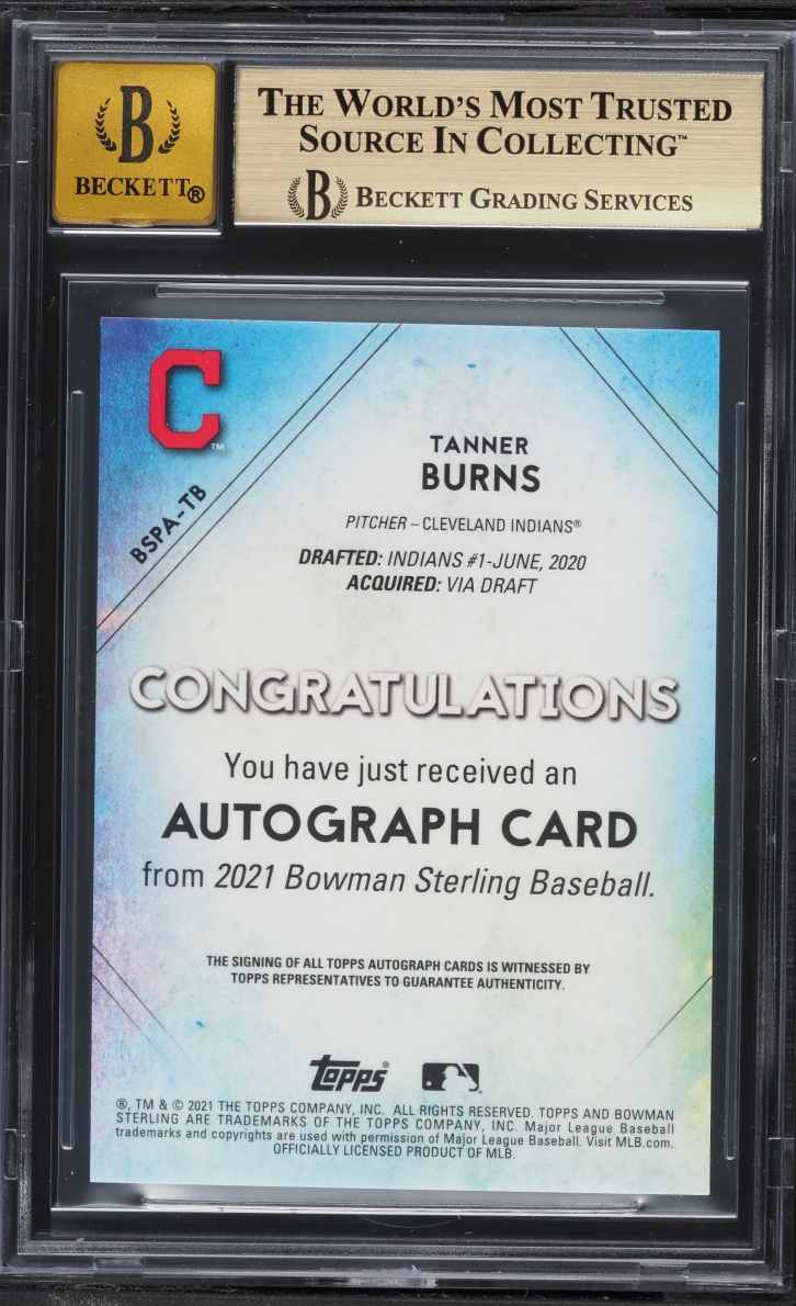 2021 Bowman Sterling Wave Refractor Tanner Burns ROOKIE AUTO 1/125 #BSPA-TB BGS 9.5 GEM MINT