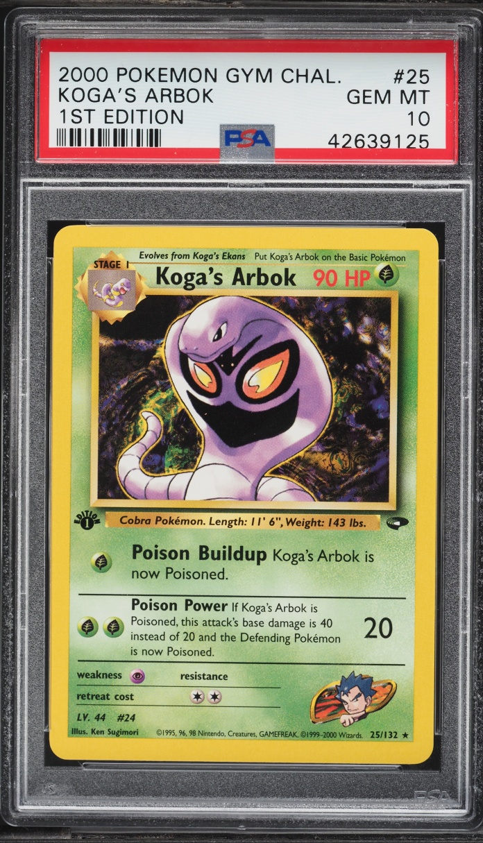 2000 Pokemon Gym Challenge 1st Edition Koga's Arbok #25 PSA 10 GEM MINT
