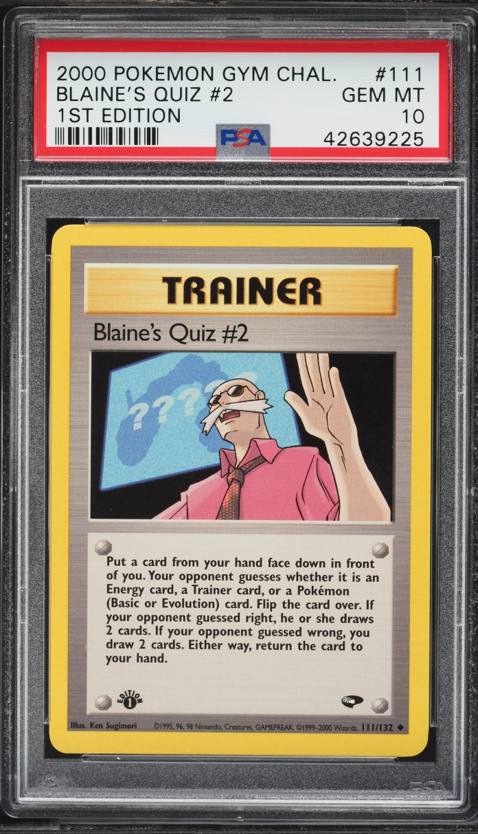 2000 Pokemon Gym Challenge 1st Edition Blaine's Quiz #2 #111 PSA 10 GEM MINT