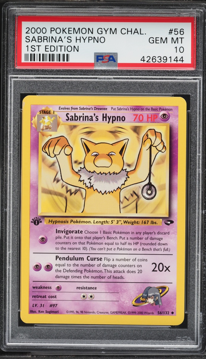 2000 Pokemon Gym Challenge 1st Edition Sabrina's Hypno #56 PSA 10 GEM MINT