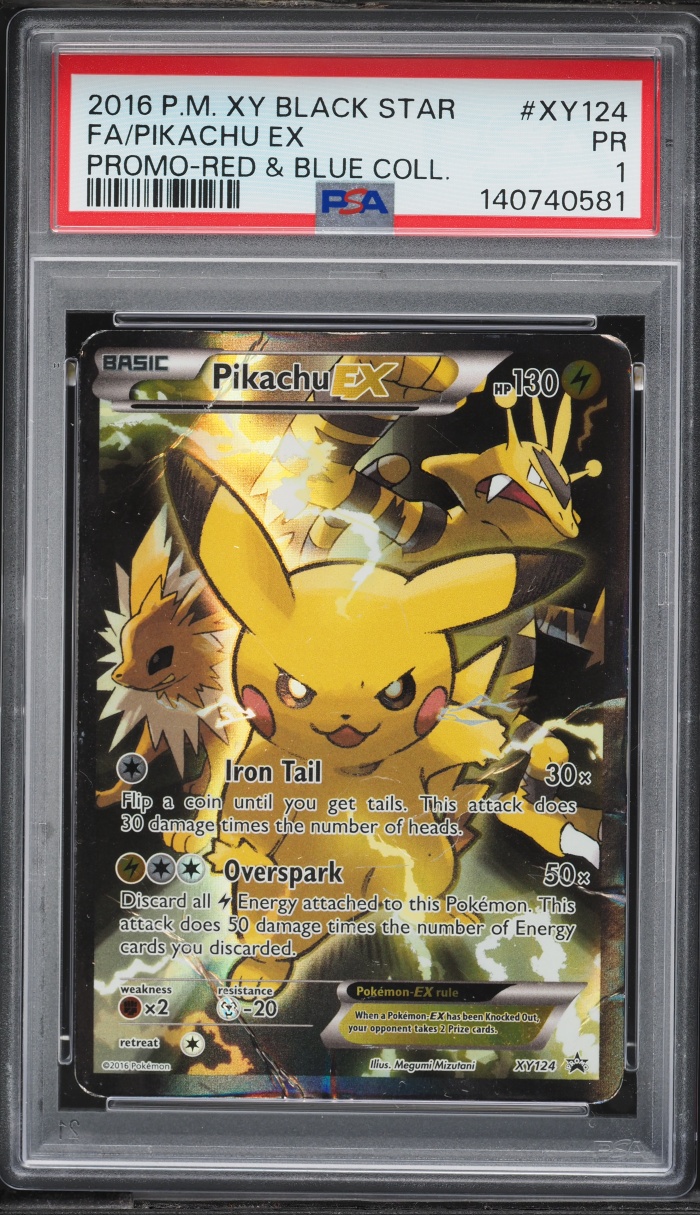 2016 Pokemon XY Promo Red & Blue Collection Full Art Pikachu EX #XY124 PSA 1 PR