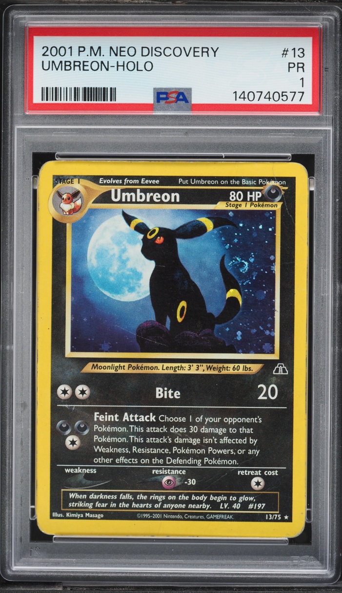 2001 Pokemon Neo Discovery Holo Umbreon #13 PSA 1 PR