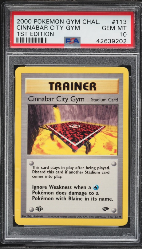 2000 Pokemon Gym Challenge 1st Edition Cinnabar City Gym #113 PSA 10 GEM MINT