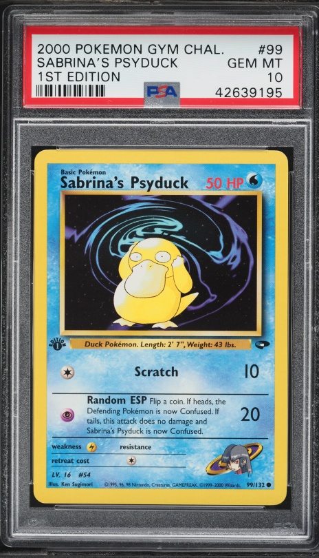 1995 psyduck pokemon card 2000 Team Rocket 1st Edition #65 CGC 9.5 MINT+ on Fanatics Collect Common Retreat cost Psyduck 53/62 - Fossil