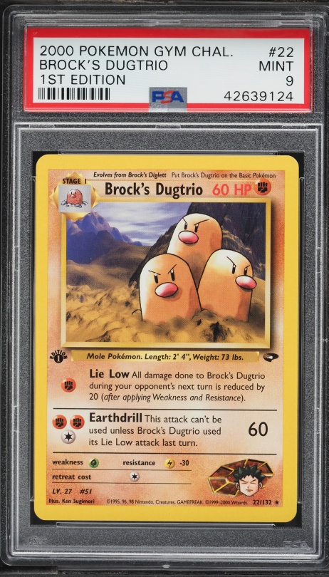 2000 Pokemon Gym Challenge 1st Edition Brock's Dugtrio #22 PSA 9 MINT