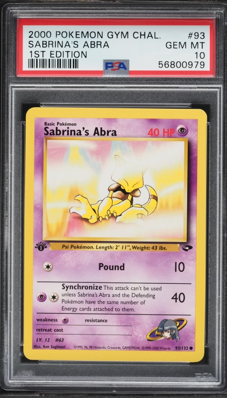 2000 Pokemon Gym Challenge 1st Edition Sabrina's Abra #93 PSA 10 GEM MINT