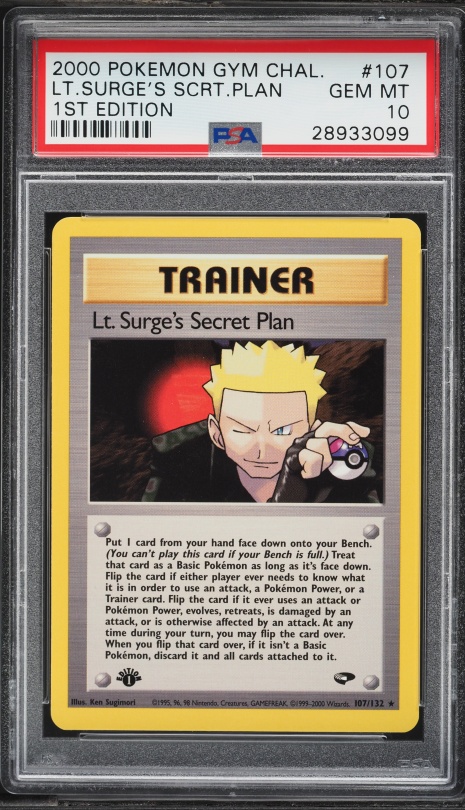 2000 Pokemon Gym Challenge 1st Edition Lt. Surge's Secret Plan #107 PSA 10 GEM MINT