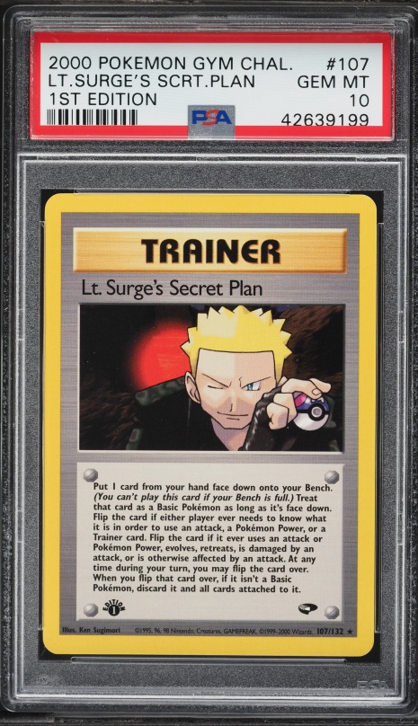 2000 Pokemon Gym Challenge 1st Edition Lt. Surge's Secret Plan #107 PSA 10 GEM MINT