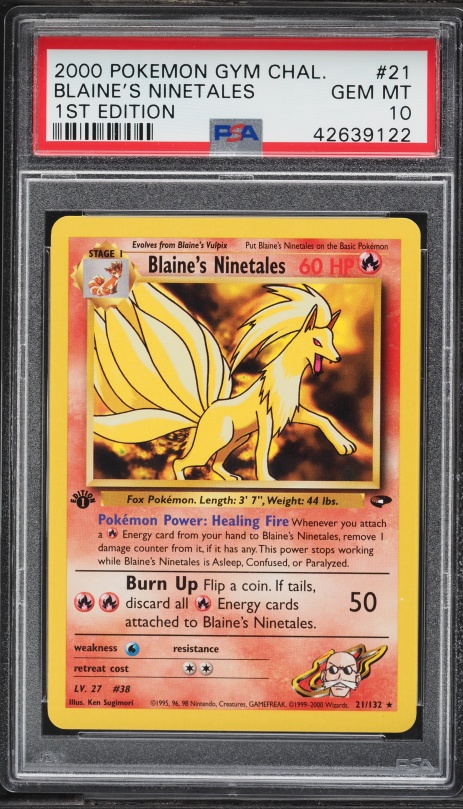 2000 Pokemon Gym Challenge 1st Edition Blaine's Ninetales #21 PSA 10 GEM MINT