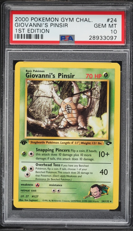 2000 Pokemon Gym Challenge 1st Edition Giovanni's Pinsir #24 PSA 10 GEM MINT