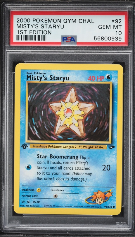 2000 Pokemon Gym Challenge 1st Edition Misty's Staryu #92 PSA 10 GEM MINT