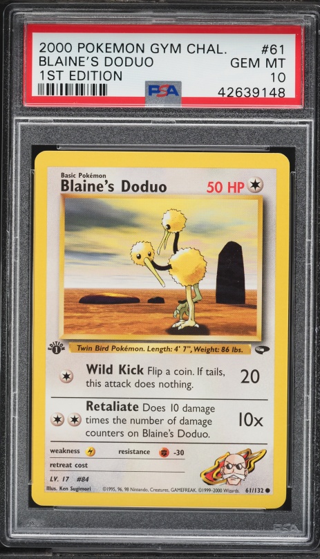 2000 Pokemon Gym Challenge 1st Edition Blaine's Doduo #61 PSA 10 GEM MINT