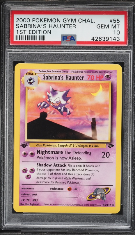 2000 Pokemon Gym Challenge 1st Edition Sabrina's Haunter #55 PSA 10 GEM MINT