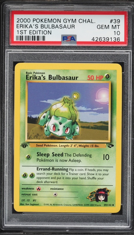 2000 Pokemon Gym Challenge 1st Edition Erika's Bulbasaur #39 PSA 10 GEM MINT