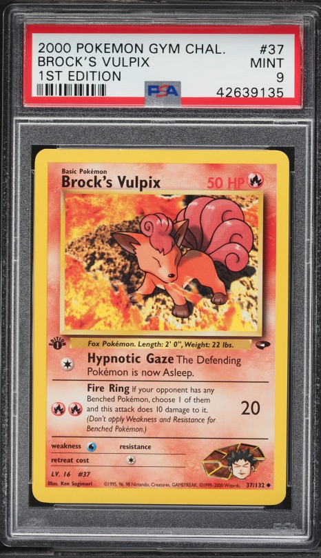2000 Pokemon Gym Challenge 1st Edition Brock's Vulpix #37 PSA 9 MINT