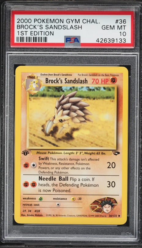 2000 Pokemon Gym Challenge 1st Edition Brock's Sandslash #36 PSA 10 GEM MINT