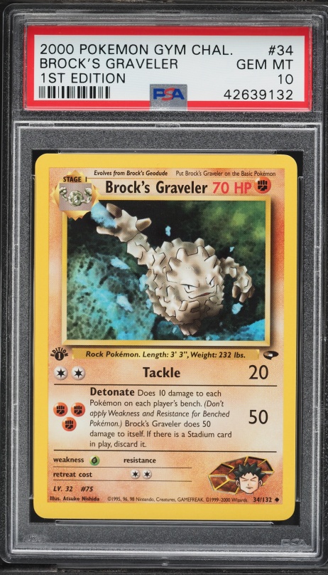 2000 Pokemon Gym Challenge 1st Edition Brock's Graveler #34 PSA 10 GEM MINT