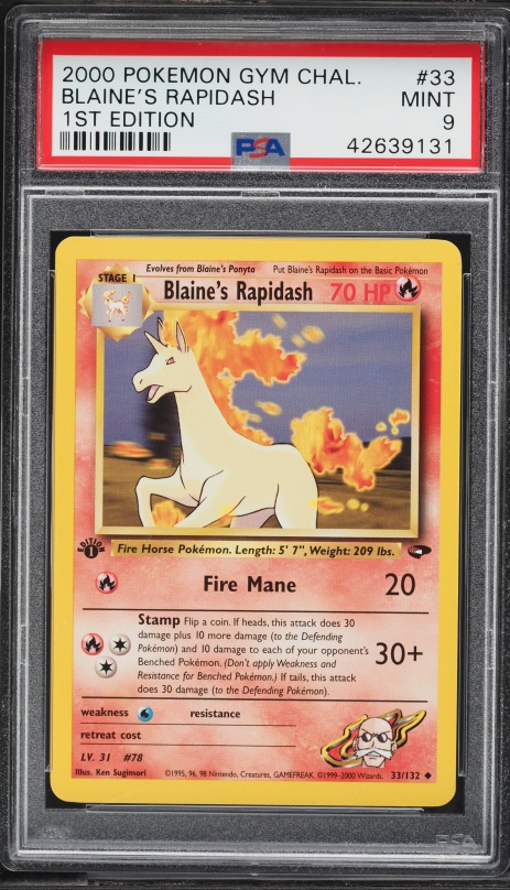2000 Pokemon Gym Challenge 1st Edition Blaine's Rapidash #33 PSA 9 MINT